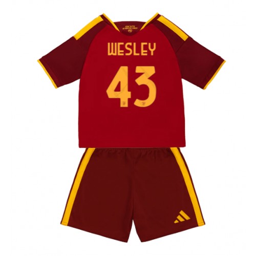 AS Roma Wesley Franca #43 Hemmaställ Barn 2026-27 Kortärmad (+ Korta byxor)